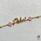 Custom Name Pink Flower Bracelet
