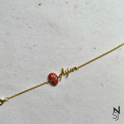 Custom Name Spiderman Bracelet | Personalised 925 Silver Jewellery for Kids | Niashine