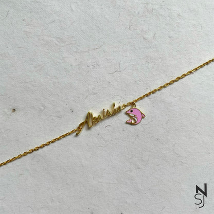 Custom Name with Dolphin Bracelet | Personalised 925 Silver Jewellery for Kids | Niashine