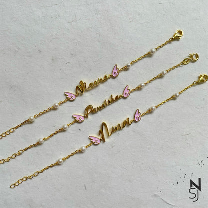 Custom Name Angel Wings Bracelet | Personalised 925 Silver Jewellery for Kids | Niashine