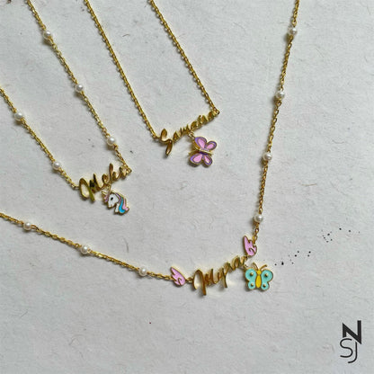 Custom Name with Butterfly Neckchain | Personalised 925 Silver Jewellery for Kids | Niashine