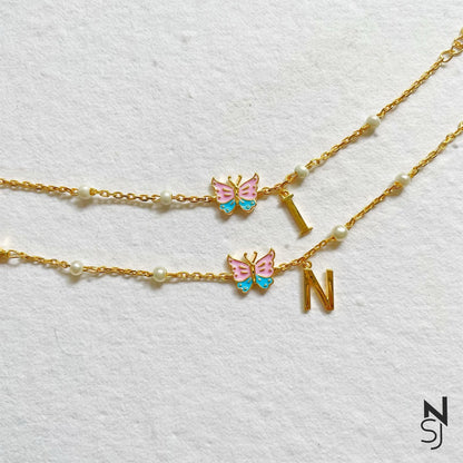 Butterfly & Custom Initial Bracelet | Personalised 925 Silver Jewellery for Kids | Niashine