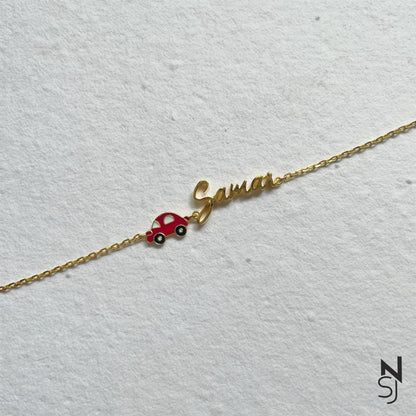 Custom Name Car Bracelet | Personalised 925 Silver Jewellery for Kids | Niashine
