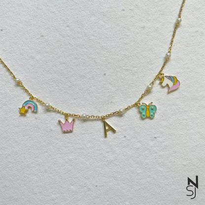 Custom Initial Charm Neckchain | Personalised 925 Silver Jewellery for Kids | Niashine