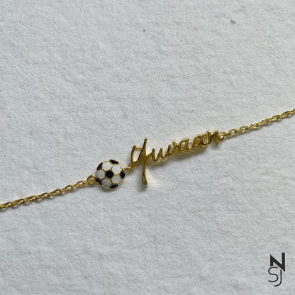 Custom name with Football Bracelet | Personalised 925 Silver Jewellery for Kids | Niashine