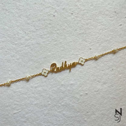 Custom Name Flower Bracelet | Personalised 925 Silver Jewellery for Kids | Niashine