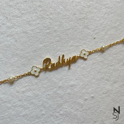Custom Name Flower Bracelet | Personalised 925 Silver Jewellery for Kids | Niashine