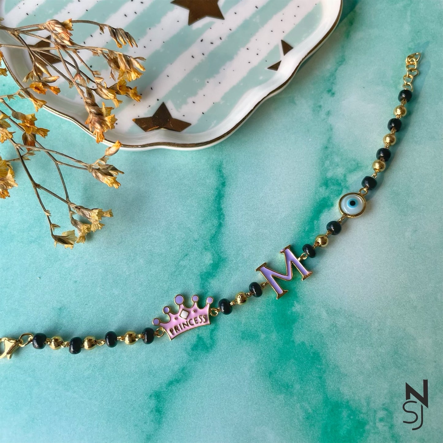 TIara, Evil Eye and Custom Initial Nazariya