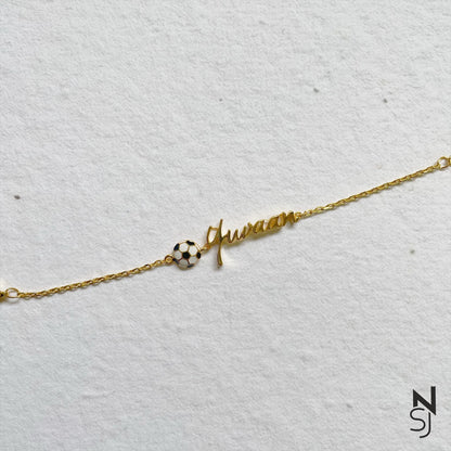Custom name with Football Bracelet | Personalised 925 Silver Jewellery for Kids | Niashine