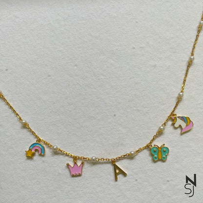 Custom Initial Charm Neckchain | Personalised 925 Silver Jewellery for Kids | Niashine