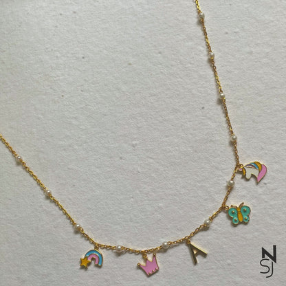 Custom Initial Charm Neckchain | Personalised 925 Silver Jewellery for Kids | Niashine