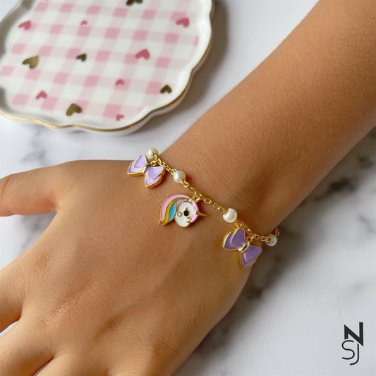Unicorn & Bow Charm Bracelet