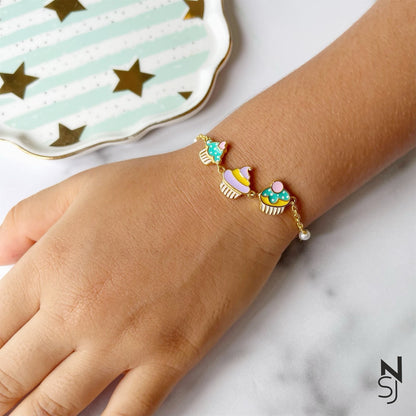 Cupcake Love Bracelet | Personalised 925 Silver Jewellery for Kids | Niashine