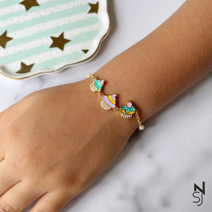 Cupcake Love Bracelet | Personalised 925 Silver Jewellery for Kids | Niashine