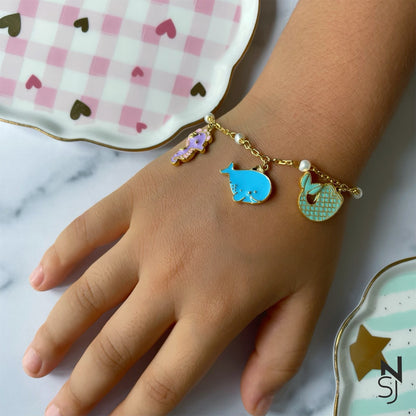 Sea World Charm Bracelet | Personalised 925 Silver Jewellery for Kids | Niashine