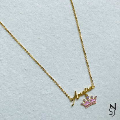 Custom Name with Princess Tiara Neckchain | Personalised 925 Silver Jewellery for Kids | Niashine