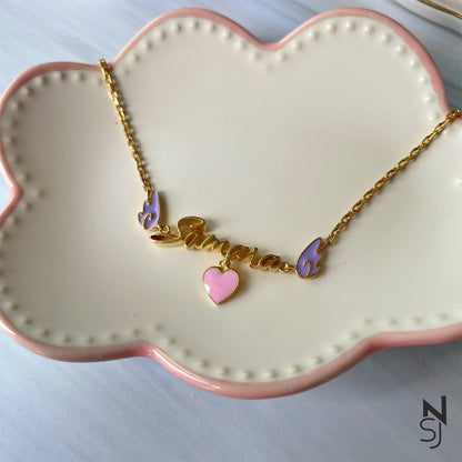Custom Name Angel Wing Neckchain | Personalised 925 Silver Jewellery for Kids | Niashine