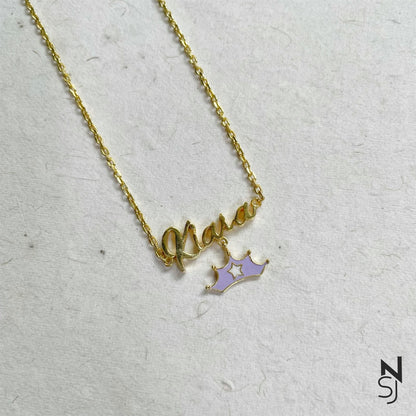 Custom Name with Princess Tiara Neckchain | Personalised 925 Silver Jewellery for Kids | Niashine