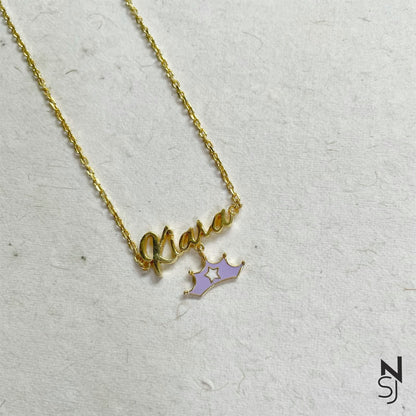 Custom Name with Princess Tiara Neckchain | Personalised 925 Silver Jewellery for Kids | Niashine