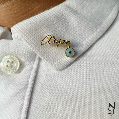 Custom Name Evil Eye Collar Pin