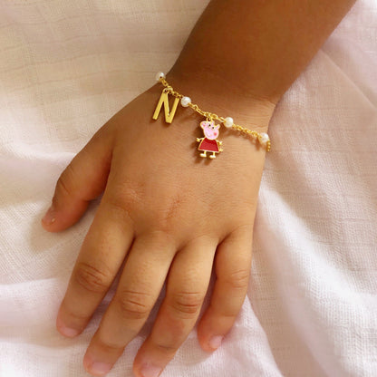 Peppa Pig Bracelet & Studs Set | Personalised 925 Silver Jewellery for Kids | Niashine