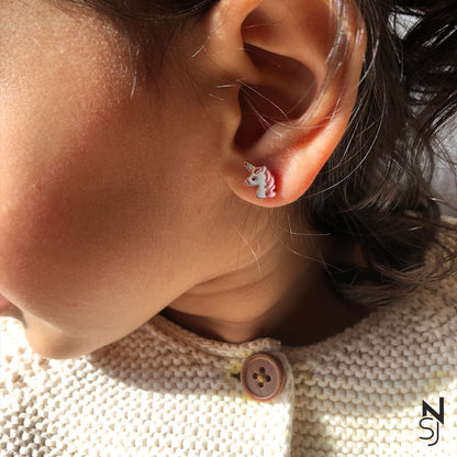 Dainty Unicorn Studs | Personalised 925 Silver Jewellery for Kids | Niashine