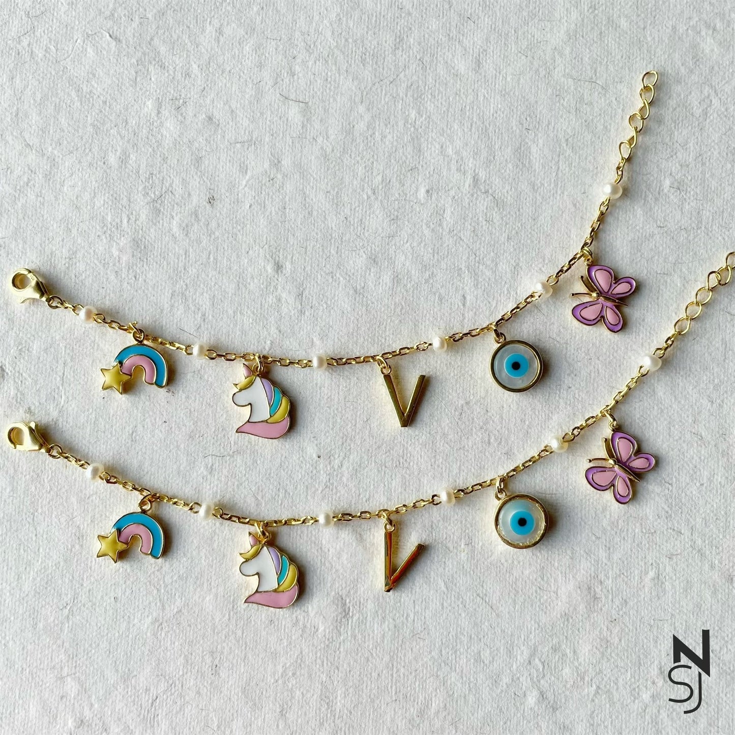 Custom Initial Evil Eye Charm Bracelet