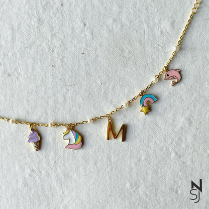 Custom Initial Charm Bracelet | Personalised 925 Silver Jewellery for Kids | Niashine