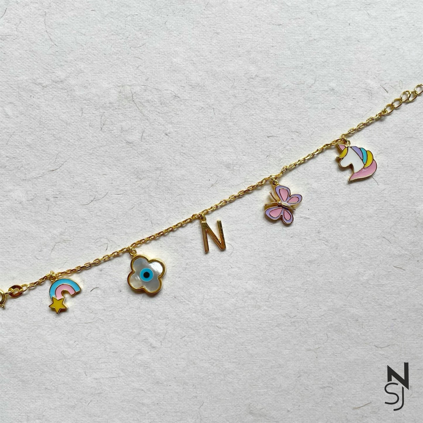 Custom Initial Evil Eye Charm Bracelet