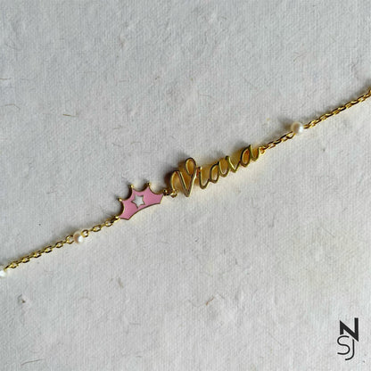 Custom Name Tiara Bracelet | Personalised 925 Silver Jewellery for Kids | Niashine