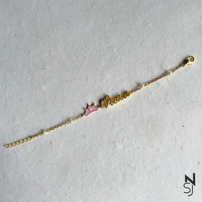 Custom Name Tiara Bracelet | Personalised 925 Silver Jewellery for Kids | Niashine